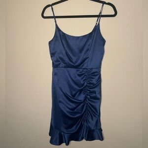 B. Darlin Navy Blue Fitted Mini Dress with Ruffled Bottom Size:4